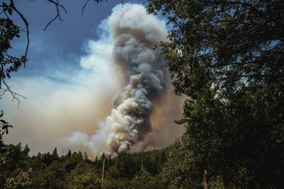 The Oak Fire burns in unincorporated Mariposa County, Calif., on Sunday, July 24, 2022.