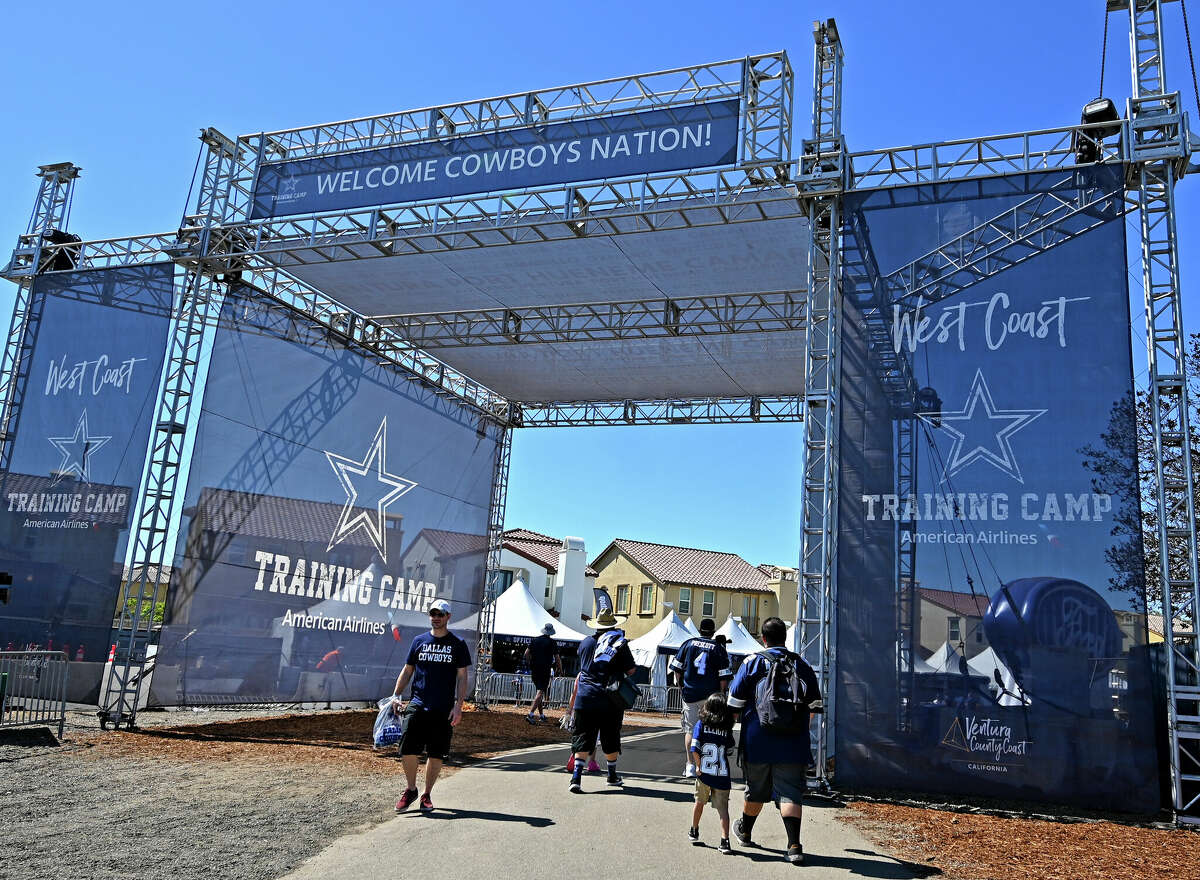 Fans attend Dallas Cowboys training camp at River Ridge Complex on Aug. 3, 2021, in Oxnard, Calif.