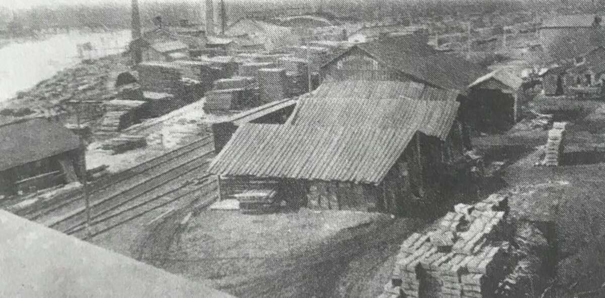 The John Larkin Mill before the lumbering industry died out in Midland County. This photo was taken in 1886.