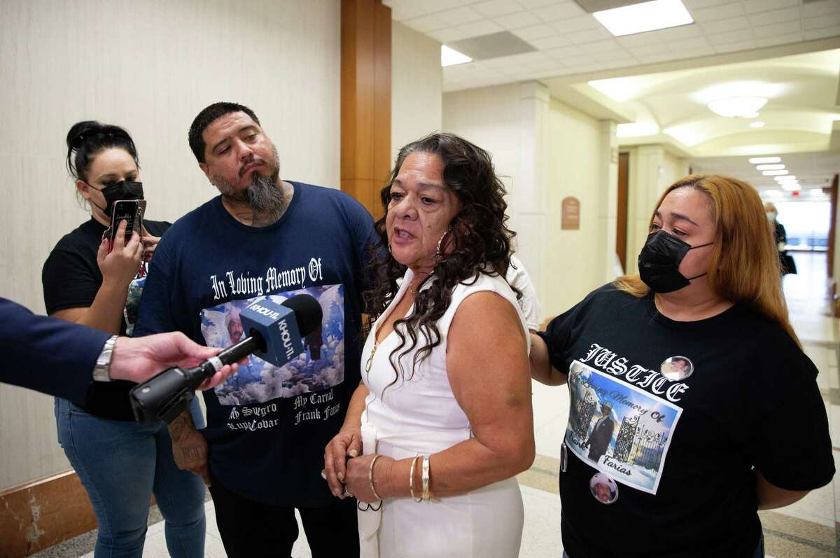 Rachel Tovar, a victim and survivor, shares her disappointment after Judge Natalia Cornelio didn’t decide an execution date for death row inmate Arthur Brown, who in 1992 killed several people during a drug rip, Monday, July 25, 2022, at Harris County Criminal Courts at Law in Houston.
