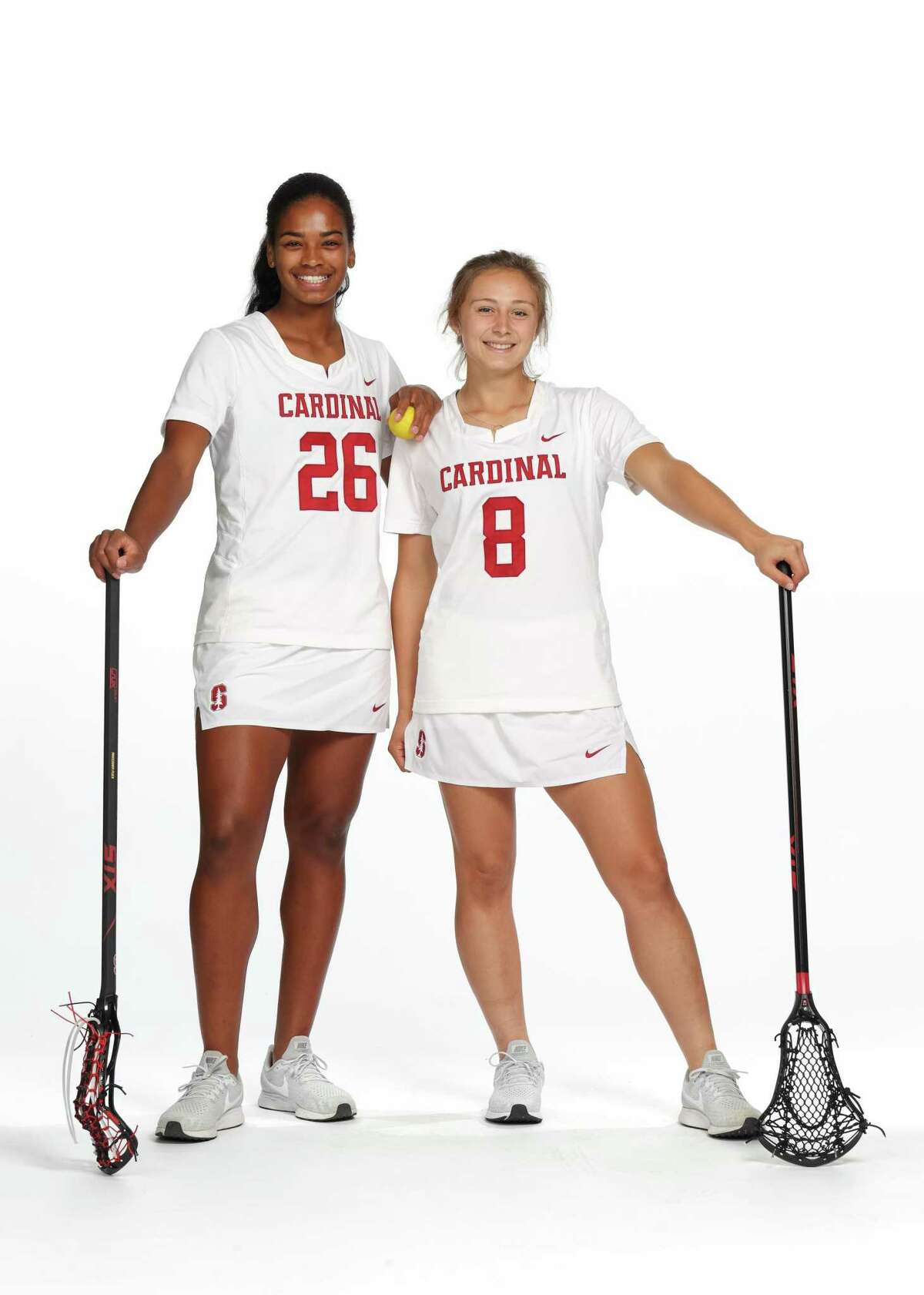 Mikaela Watson and Kyra Pelton during Stanford’s 2018 Women's Lacrosse Photo Day.