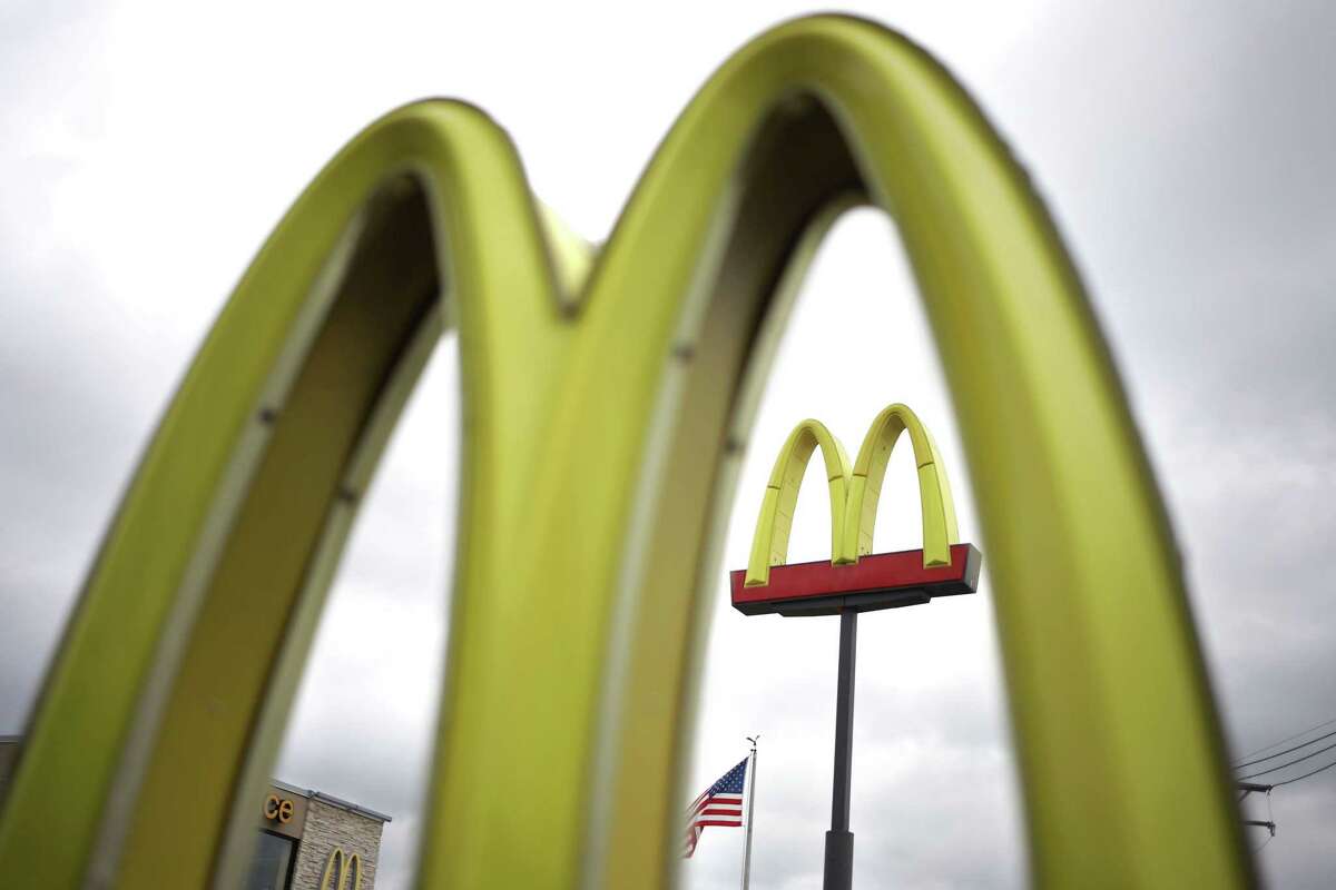 A photo of the McDonald's Golden Arches.