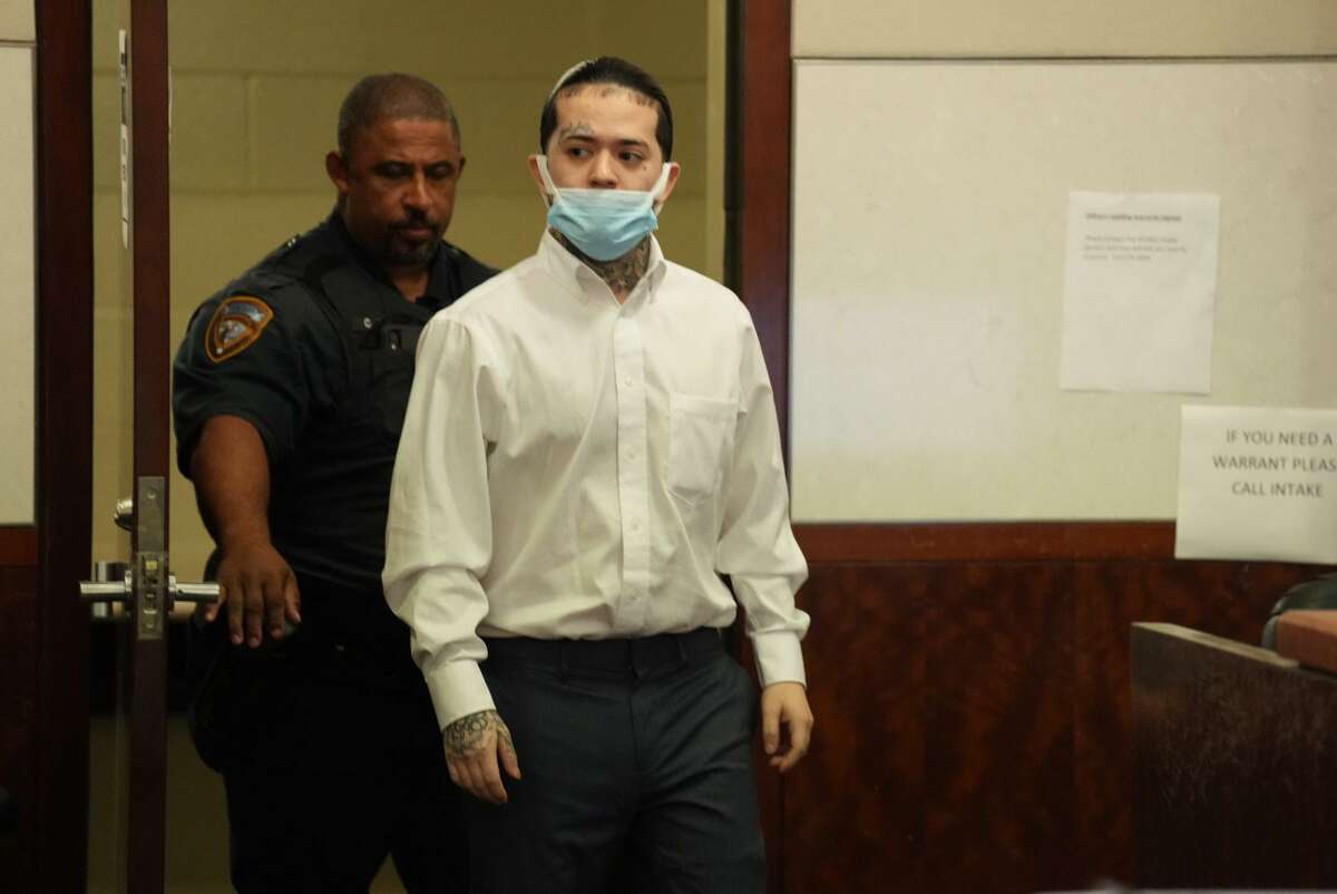 Opening arguments start in the trial involving defendant Robert Soliz, pictured, who is accused of killing HPD Sgt. Sean Rios in November 2020. This is the first day of a trial that will last two weeks.
