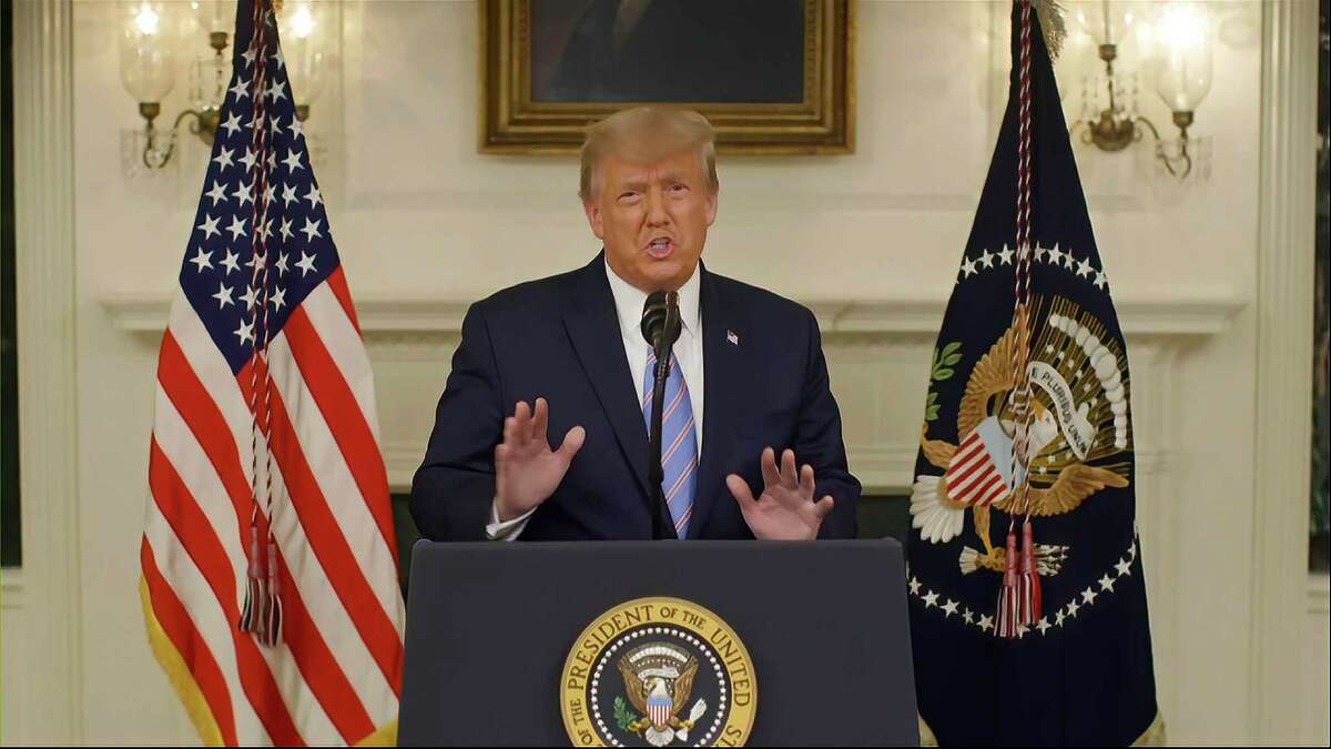 Video released by the House Select Committee investigating the Jan. 6, 2021, attack on the U.S. Capitol shows President Donald Trump recording a statement at the White House the day after the assault. Trump was unwilling to condemn the rioters or to concede that he lost the presidential election to Joe Biden.