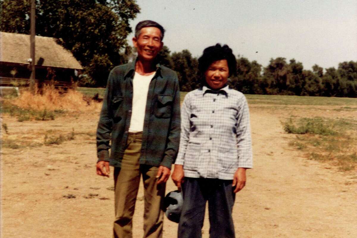 Shack Mok and Shue Mok in the 1980s on their Chinese vegetable farm in Woodland that operated for nearly 50 years. The land is now being sold.