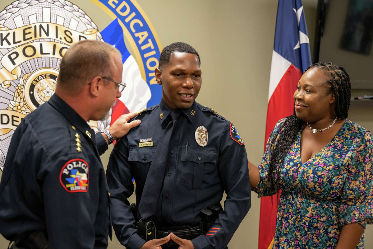 A badge pinning ceremony is held for new Klein ISD Police Department Chief of Police Marlon Runnels. Klein ISD announced Runnels’ appointment as police chief in June following the retirement of Chief David Kimberly. Runnels officially started in his new position July 1, 2022.