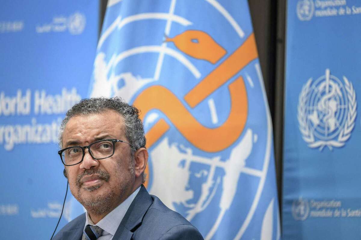 World Health Organization Director-General Tedros Adhanom Ghebreyesus attends a news conference on Dec. 20, 2021, at the WHO headquarters in Geneva. (Fabrice Coffrini/AFP/Getty Images/TNS)