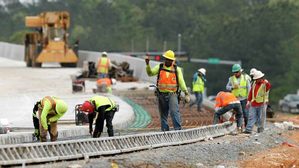 Construction continues along Texas 242 on March 24, 2020, in Conroe. Texas has $85 billion in highway projects planned, affecting nearly every freeway in the Houston area in the coming years.