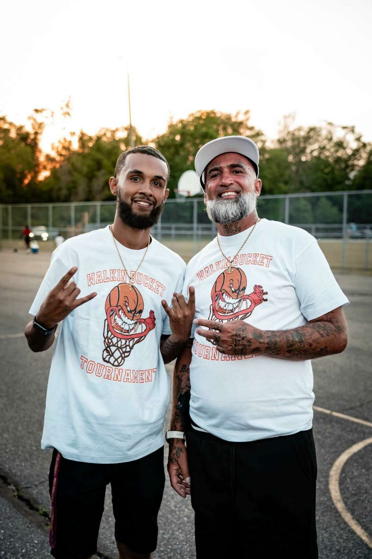Scotty Anscomb (left) and his dad enjoy a memorable time at the Walkin Bucket tournament.