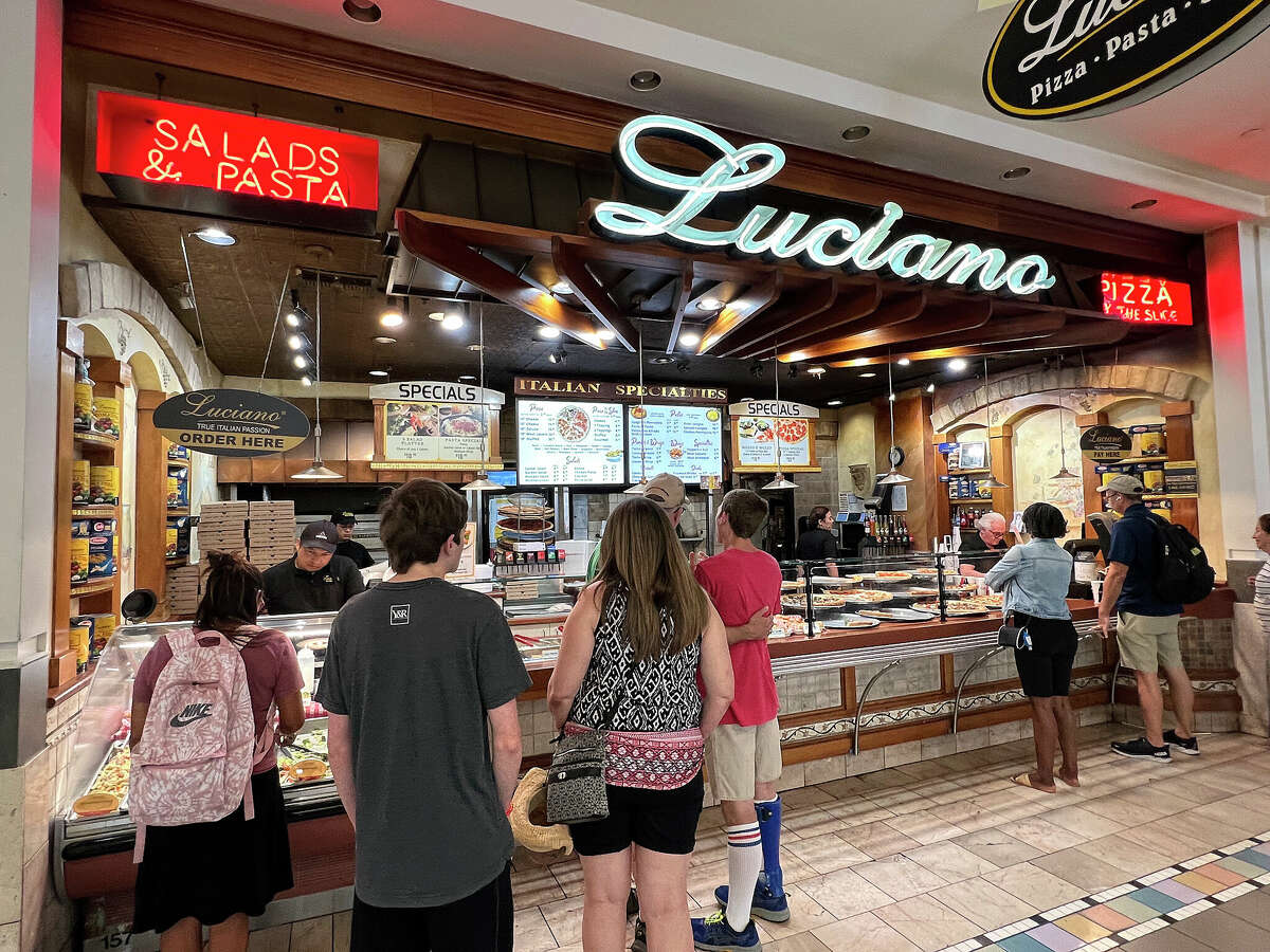 Luciano Express Pizzeria in the Shops at Rivercenter on the River Walk is one of San Antonio's Top 10 places for pizza by the slice. 
