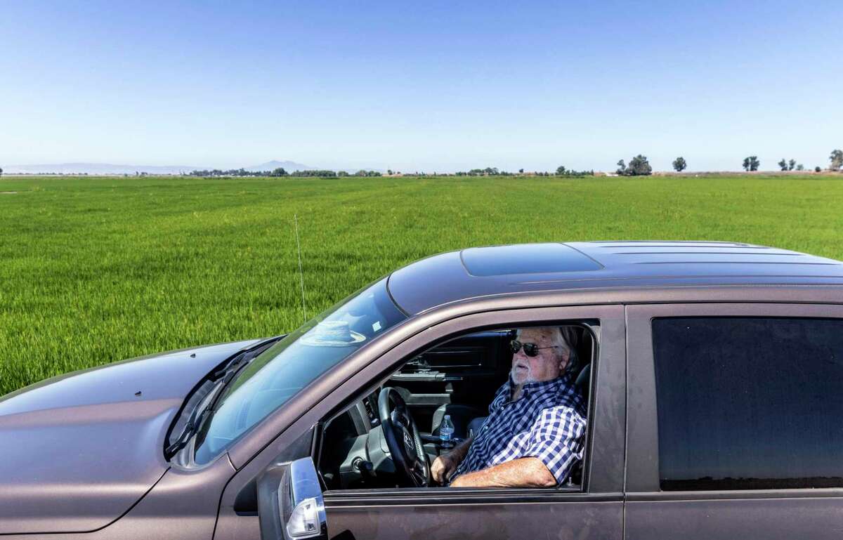 Glenn Burgin drives his truck at his farm in the Sacramento-San Joaquin River Delta near Stockton on Sunday. Burgin opposes the tunnel plan, fearing that freshwater exports would increase seawater intrusion from San Francisco Bay.