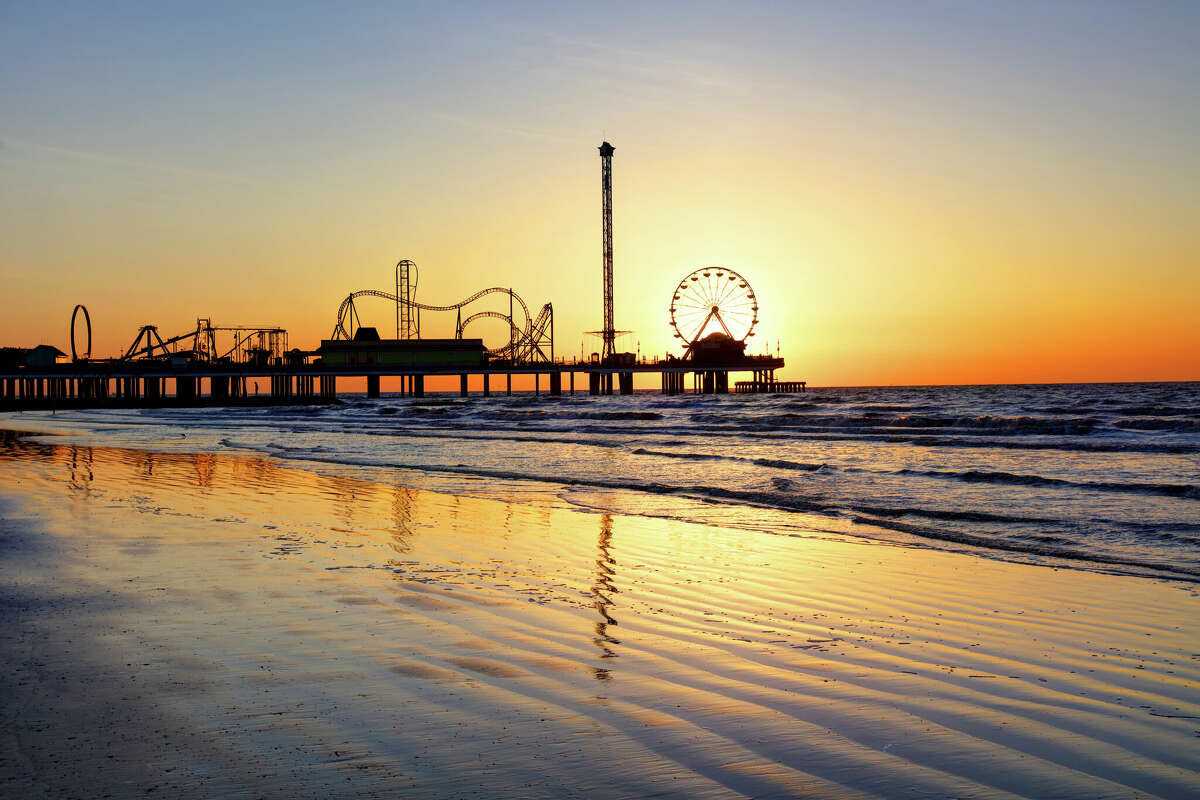 The Galveston Pier at sunset.