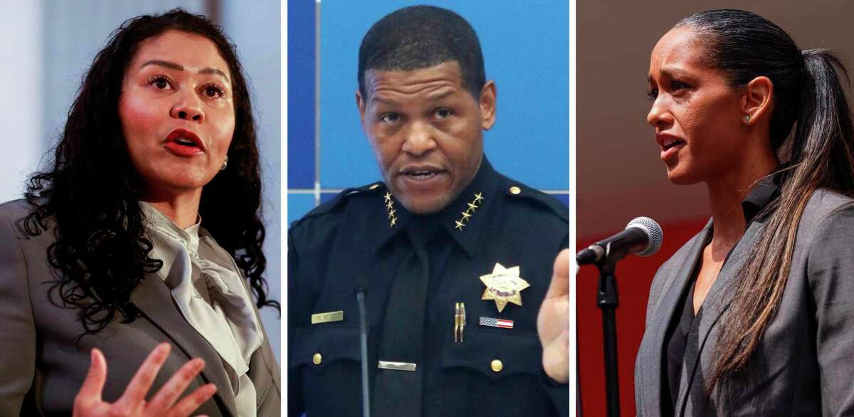 From left, San Francisco has three prominent Black leaders in Mayor London Breed, police Chief Bill Scott and District Attorney Brooke Jenkins. What does that mean for the city’s small and still-shrinking Black population.
