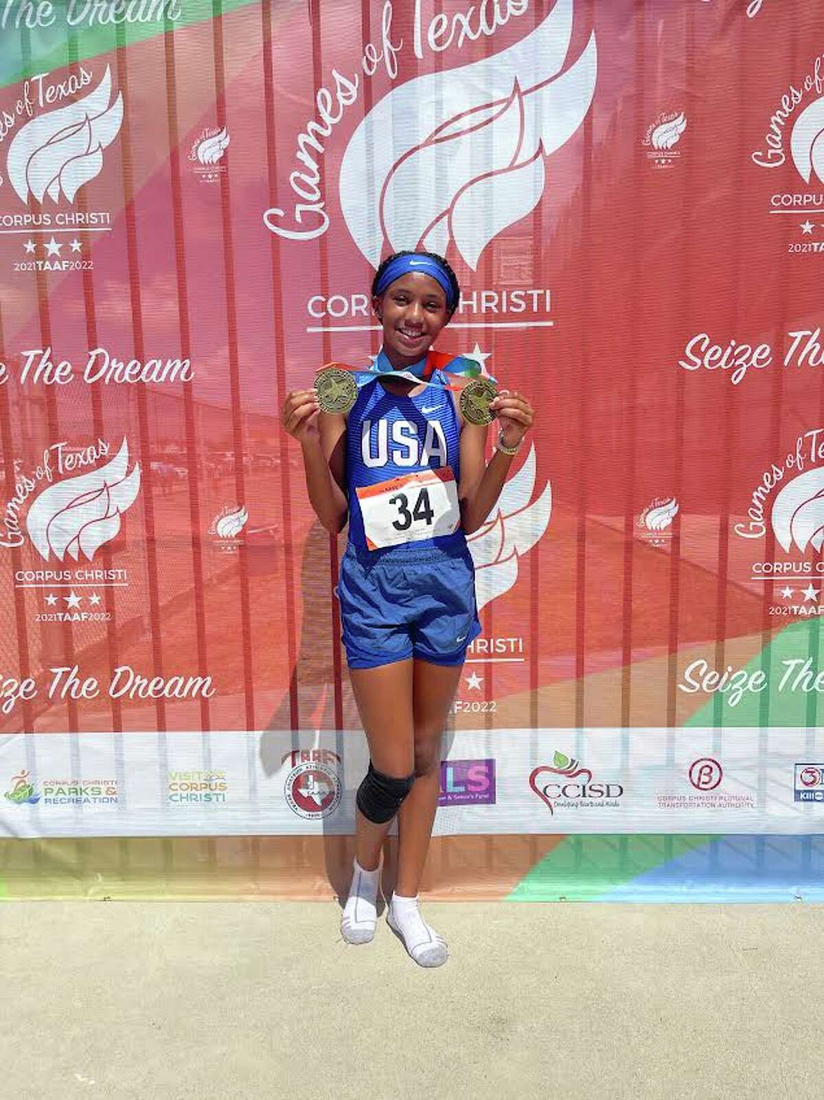 Shalynn Guidry of the Beaumont Track Club took first place in the TAAF 12U girls 100m (13.01)
