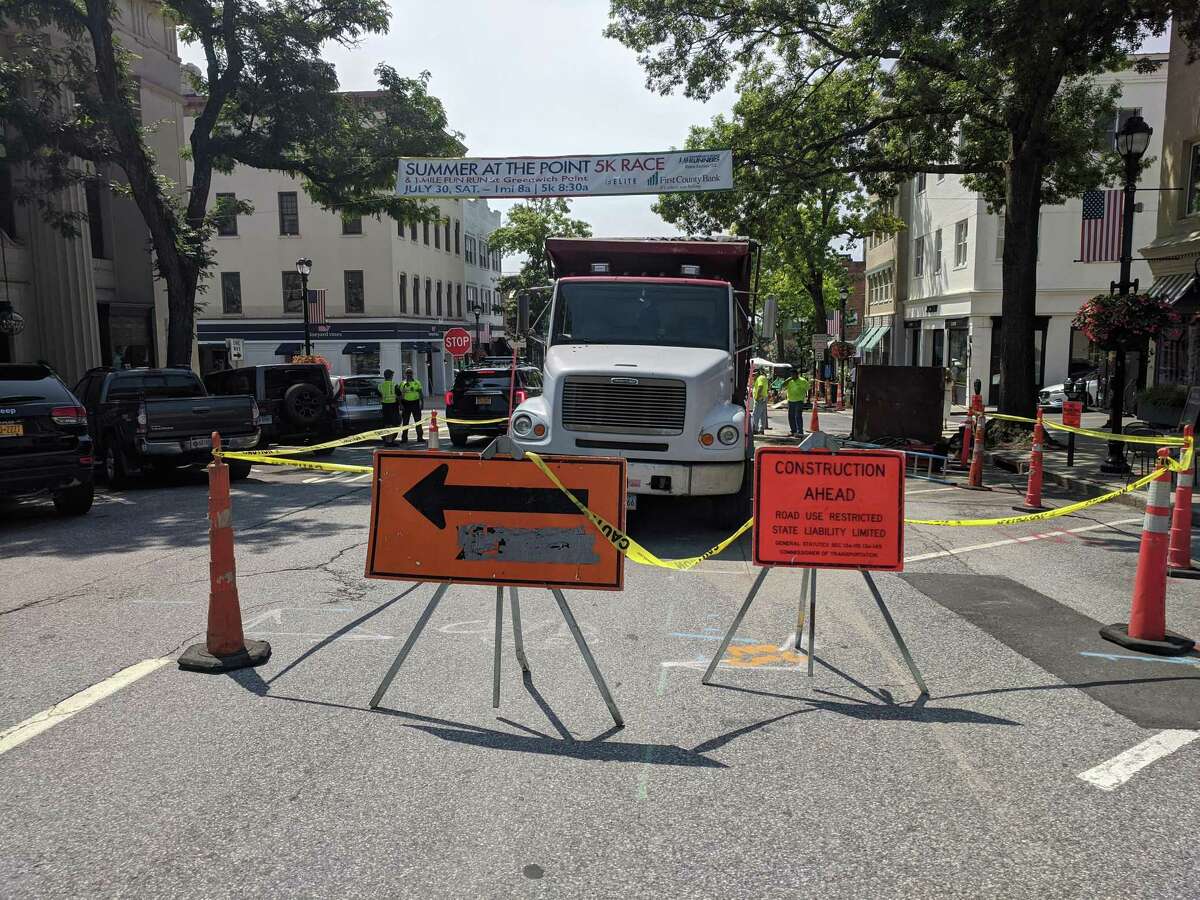 Crew digs up Greenwich Avenue as construction work on sewers makes its