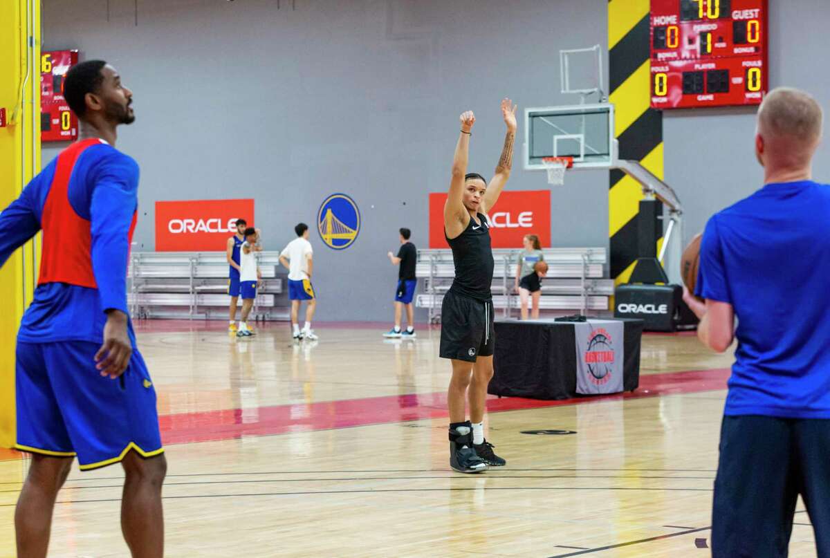 The Golden State Warriors?• Ryan Rollins, center, during practice at the Las Vegas Basketball Center on Thursday, July 14, 2022, in Las Vegas.