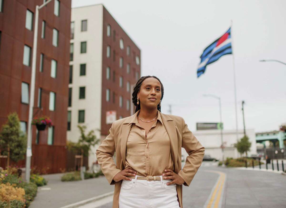 Honey Mahogany poses for a portrait in San Francisco County, Calif., on Thursday, July 28, 2022. San Francisco declared a state of emergency over monkeypox.