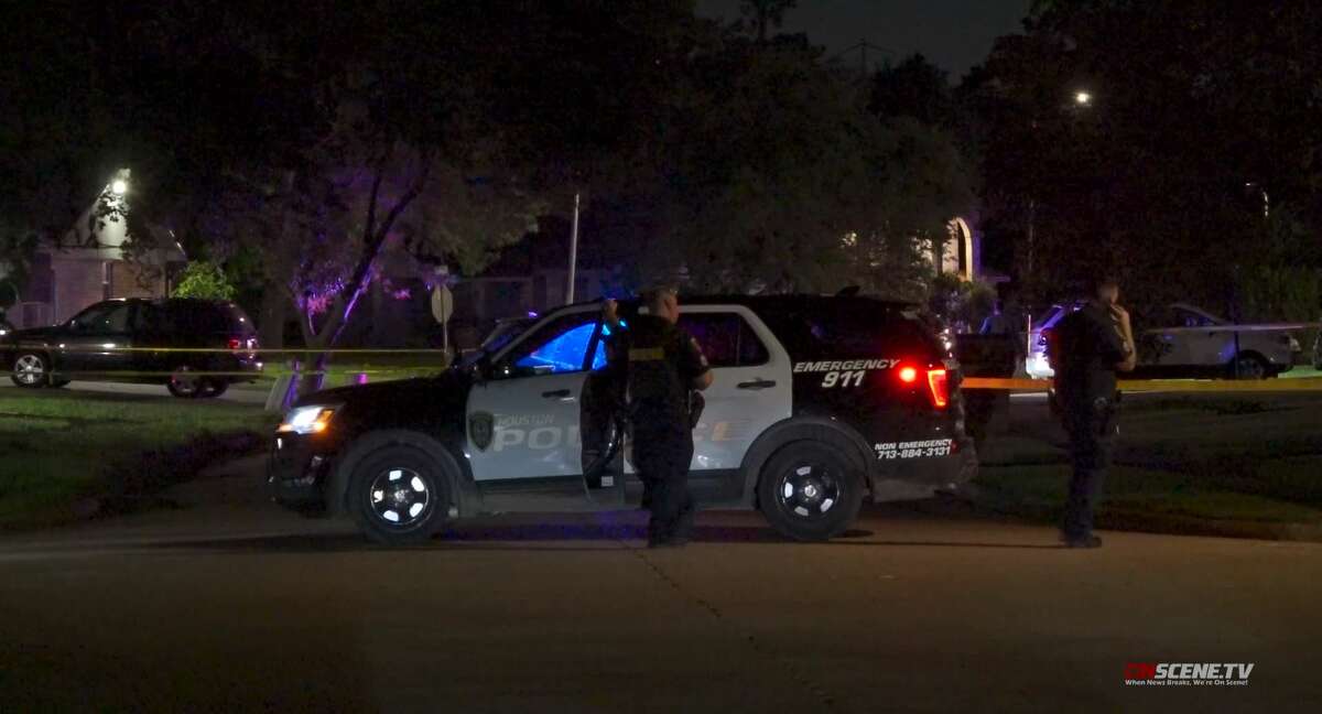 Houston police investigate a fatal shooting at the 11600 block of Wood Shadows Drive near Centerwood on July 29, 2022.