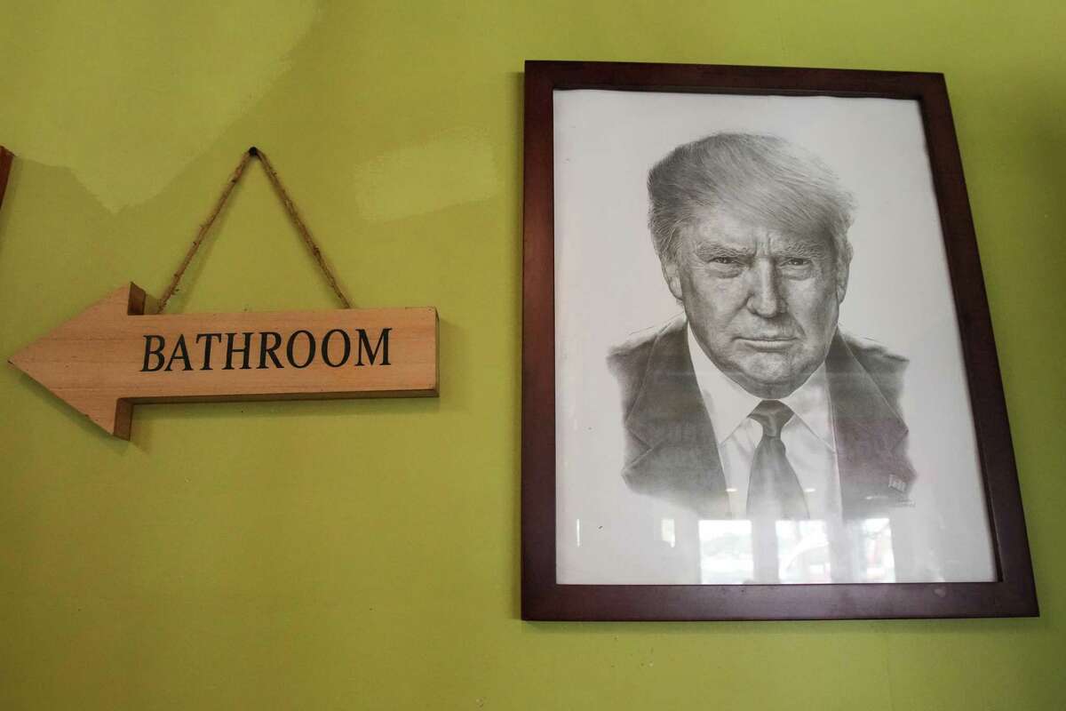 A picture of the 45th President adorns a wall at Trump Burger Thursday, July 28, 2022 in Bellville.