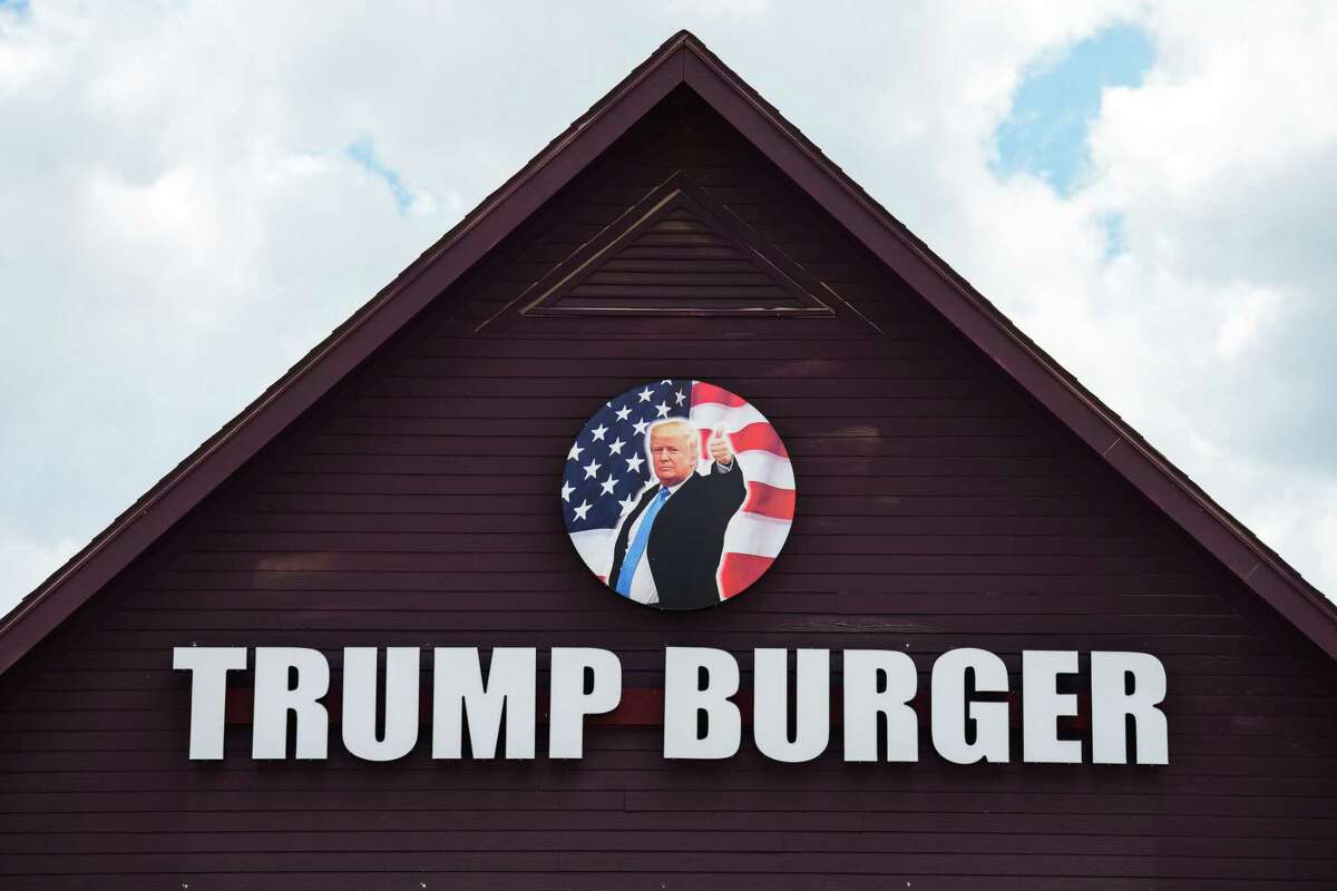 The Trump Burger sign features the 45th President Thursday, July 28, 2022 in Bellville.