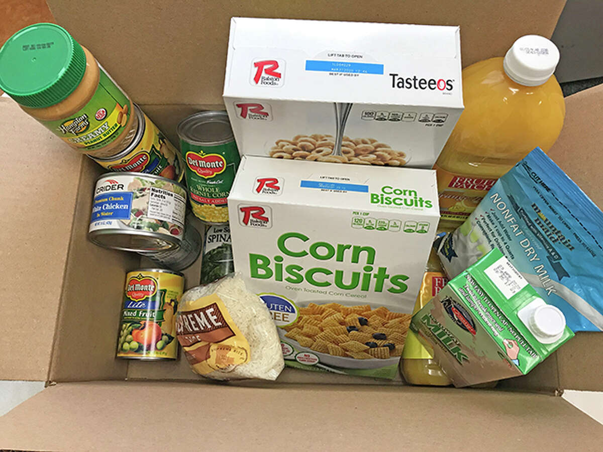 This is one of the commodity food boxes that Main Street Community Center in Edwardsville provides every month to qualified seniors in their free meals program. It is another way that the center helps seniors on a limited income to stretch their budget.