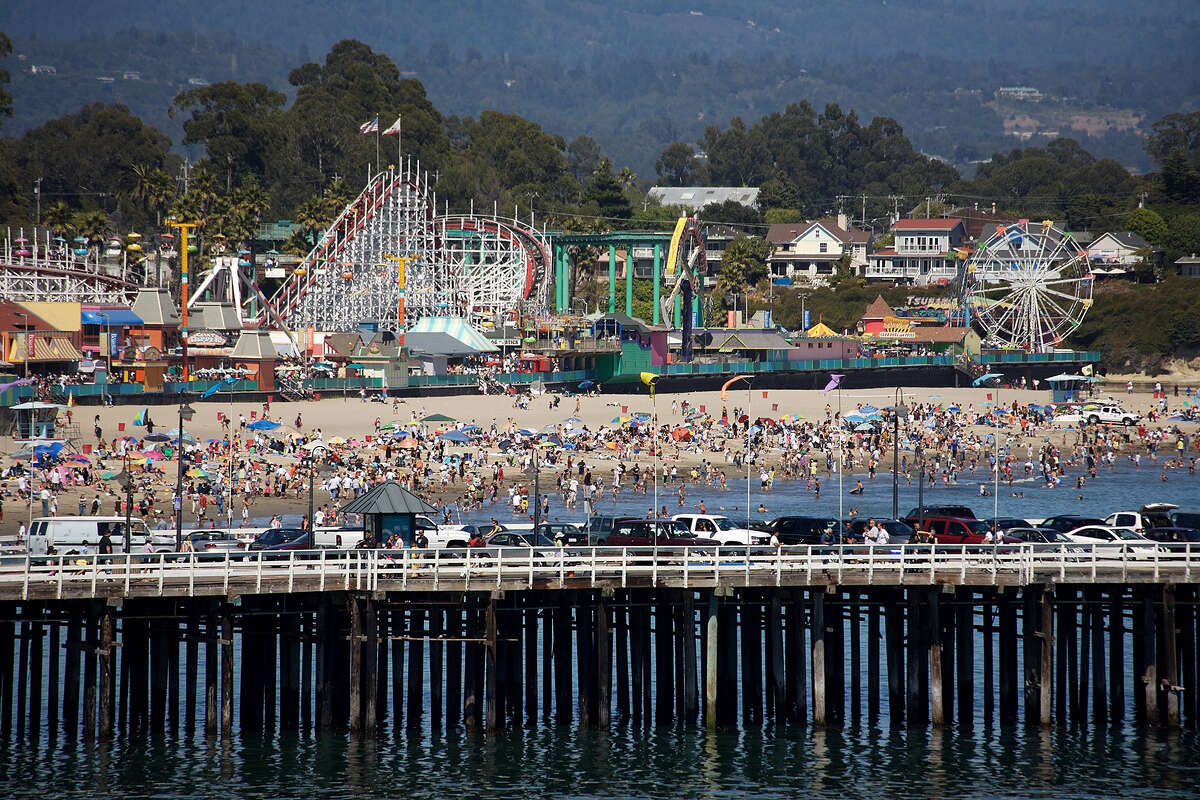 A general view of the Santa Cruz Wharf, with the Santa Cruz Beach Boardwalk amusement park behind July 29, 2007.