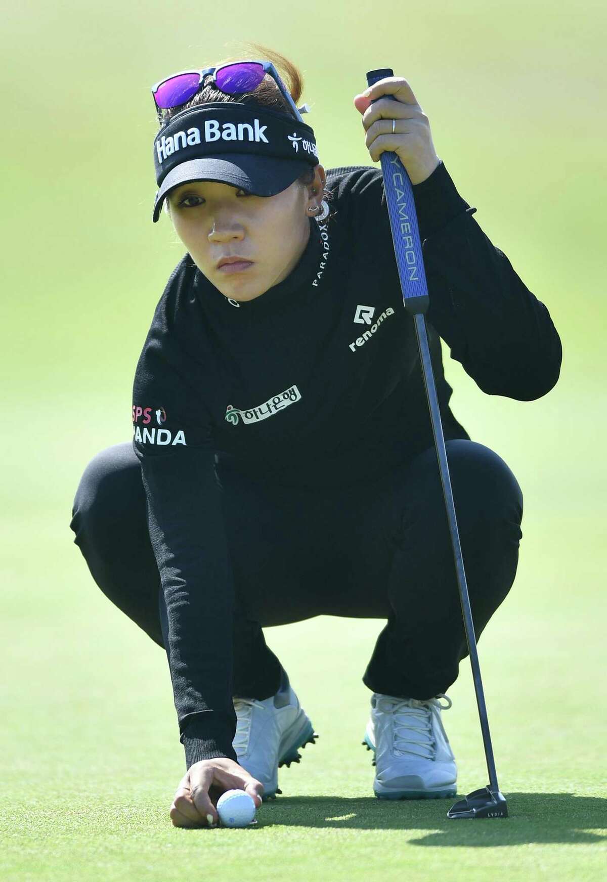TROON, SCOTLAND - JULY 29: Lydia Ko of New Zealand lines up a putt at the 1st hole during round two of the Trust Golf Women's Scottish Open at Dundonald Links Golf Course on July 29, 2022 in Troon, Scotland. (Photo by Mark Runnacles/Getty Images)