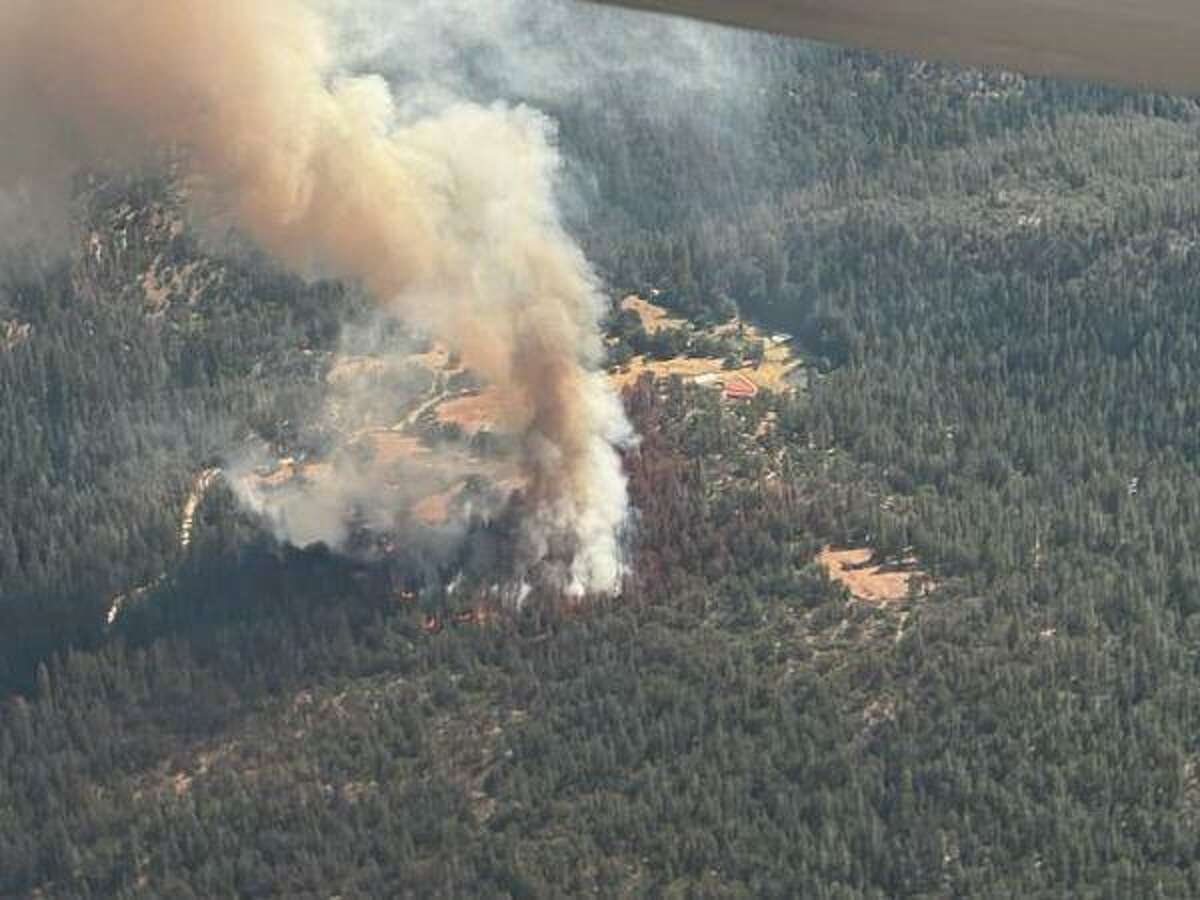 An aerial shot of the McKinney Fire burning in California's Klamath National Forest on July 30, 2022. 