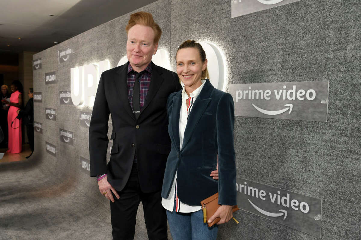 WEST HOLLYWOOD, CALIFORNIA - MARCH 08: (L-R) Conan O'Brien and Liza Powel O'Brien attend Prime Video's "Upload" Season 2 Special Screening and Red Carpet at The West Hollywood EDITION on March 08, 2022 in West Hollywood, California. (Photo by Jon Kopaloff/Getty Images for Amazon Studios)