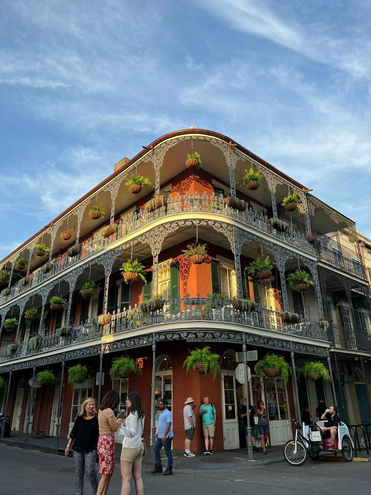 The lace-like details of the buildings in New Orlean's French Quarter.
