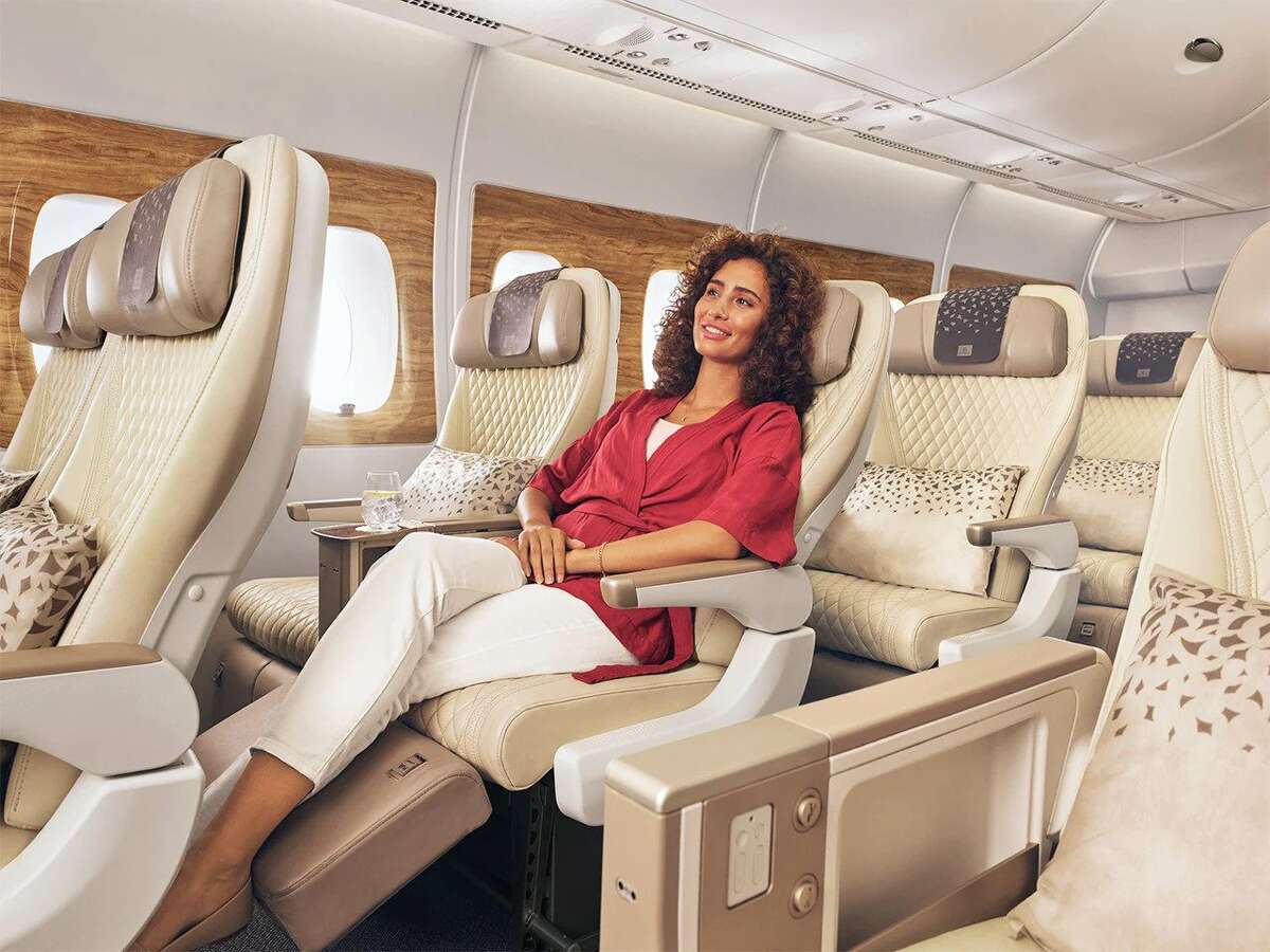 Passengers in Emirates' new premium economy seats