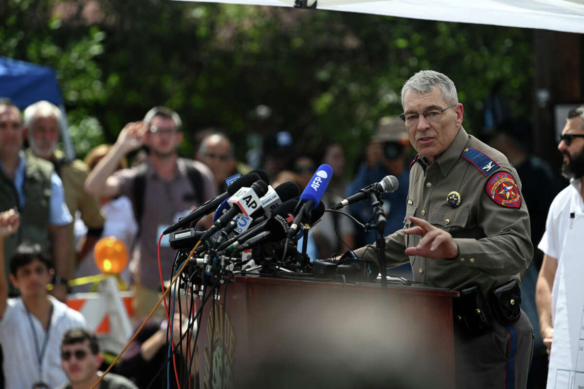 A lawsuit filed by a group of news organizations asks a judge to order the Texas Department of Public Safety, led by Steve McCraw, to release records related to its response to the Robb Elementary School shooting in Uvalde. (Photo by Joshua Lott/The Washington Post via Getty Images)