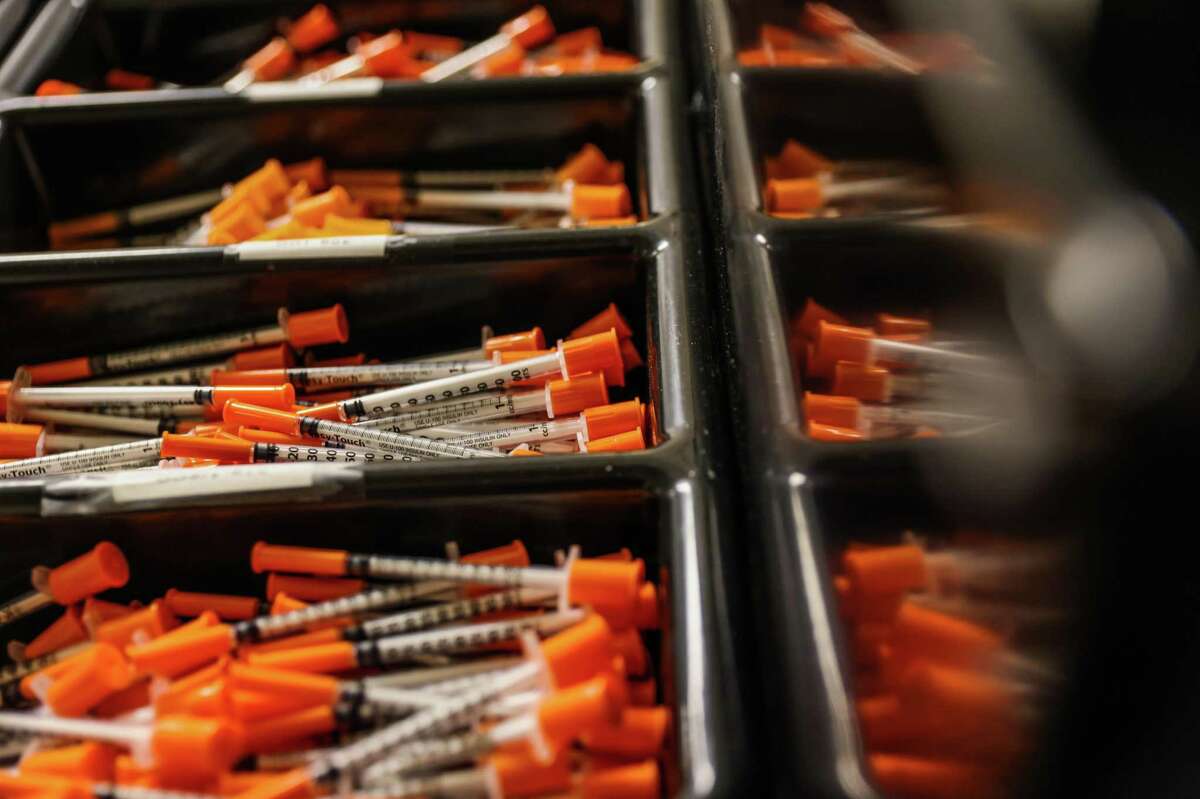 Syringes are seen for use at OnPoint NYC, a safe consumption site in Harlem on March 24.