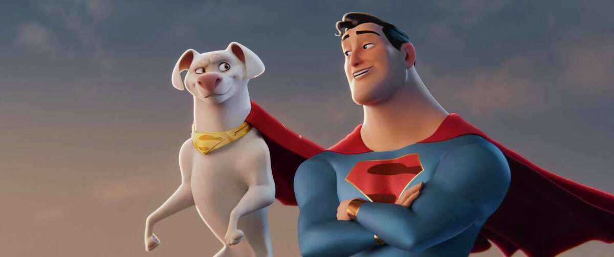 Dwayne Johnson as Krypto and John Krasinski as Superman in "DC League of Super-Pets." (Courtesy Warner Bros. Pictures/TNS)