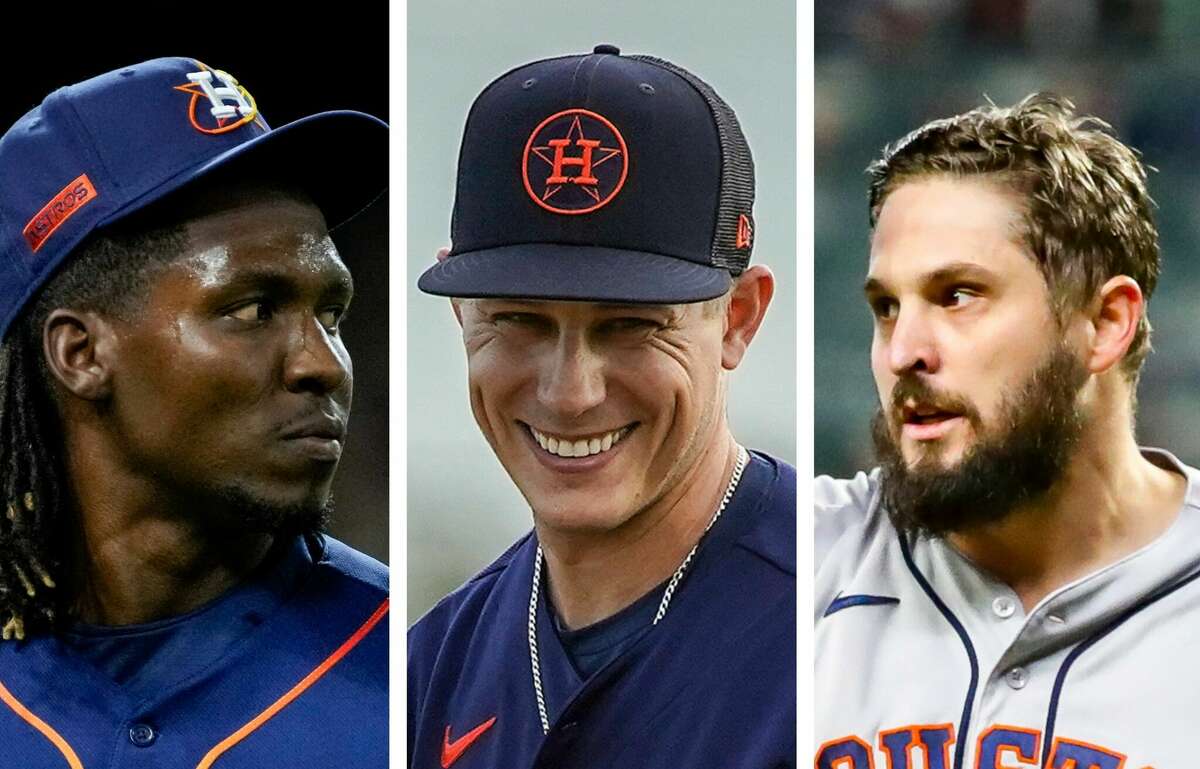 Relievers Rafael Montero (left), Phil Maton (center) and Kendall Graveman (right) have all been returns in some of James Click's best trades with as the Astros' general manager.