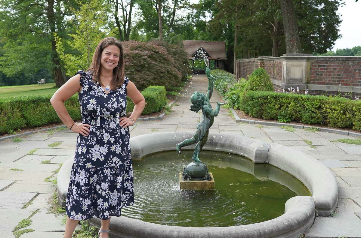 Executive Director of the Waveny Conservancy Phoebe Knowles stood near the fountain at Waveny Park in New Canaan on July 29, 2022.