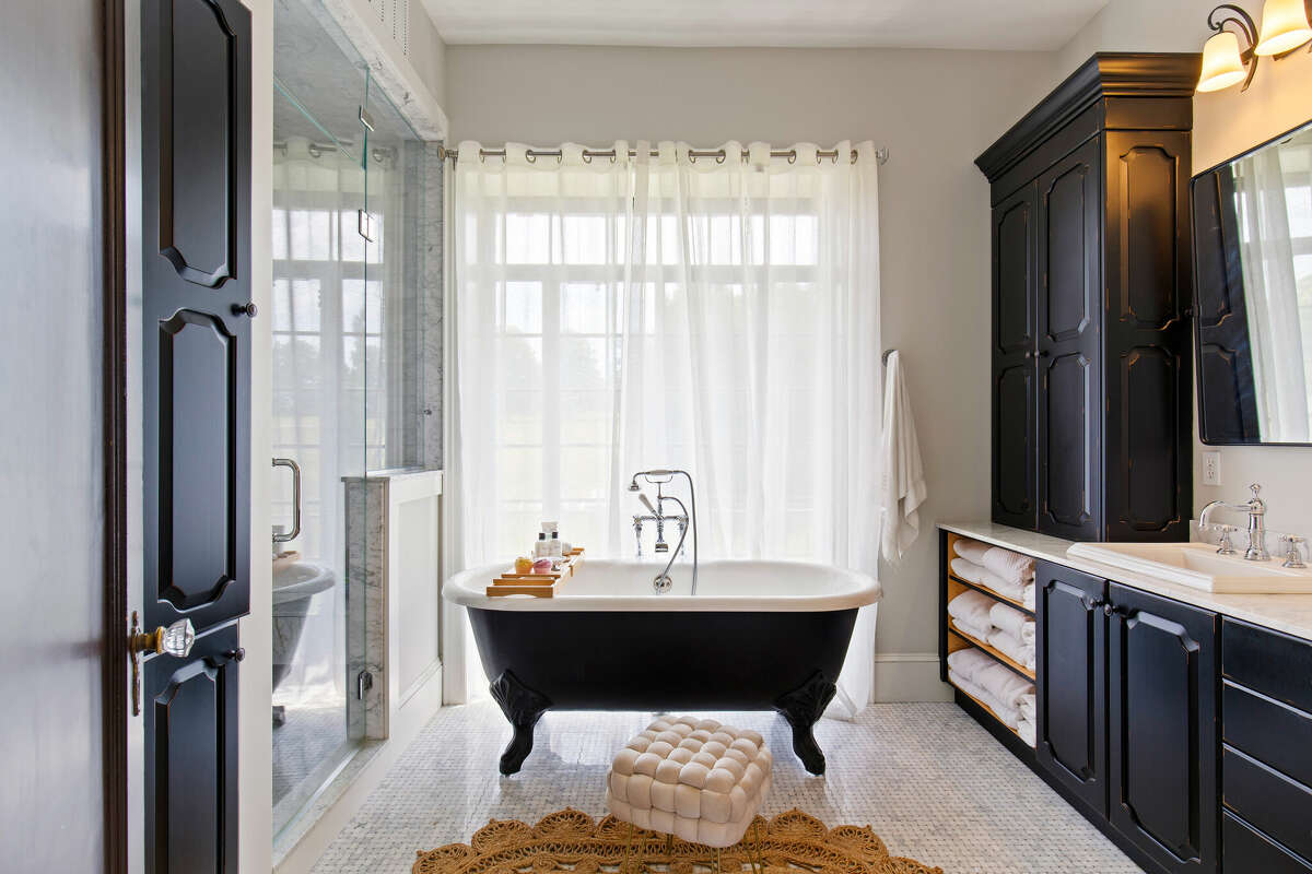 A bathroom in the home on 1428 Monroe Turnpike in Monroe, Conn., which was built in 1936 by Freemasons.