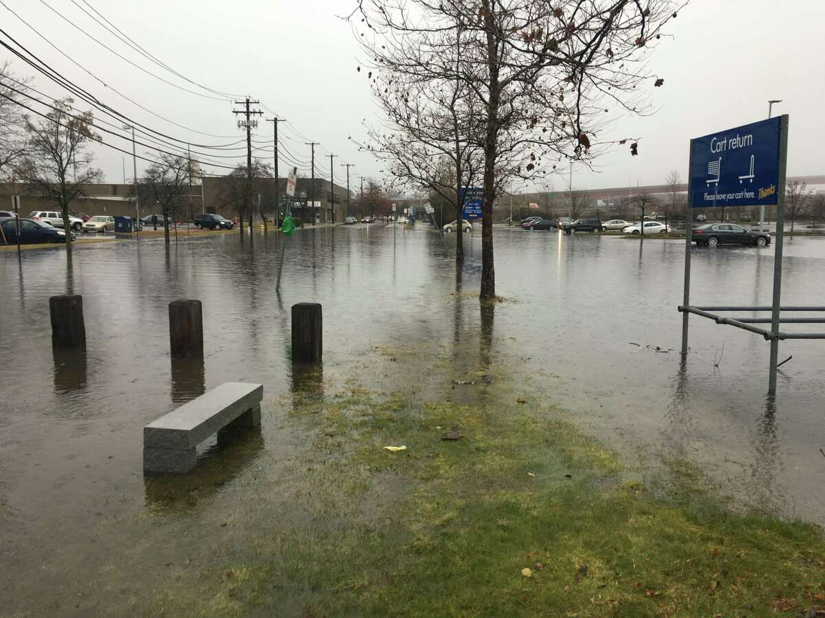 Flooding behind Ikea off Sargent Drive in New Haven on Dec. 21, 2018.