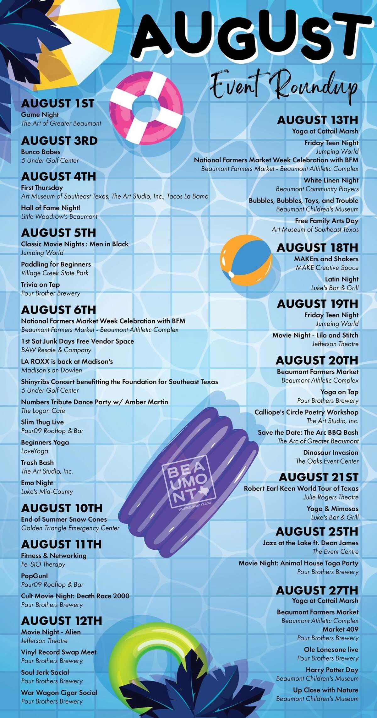 Things to do in Beaumont TX August events calendar