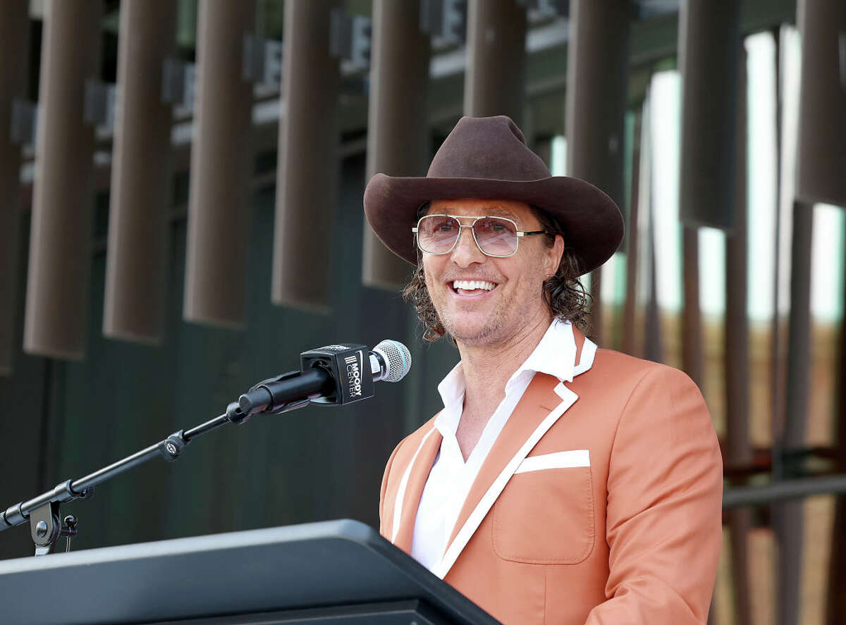AUSTIN, TEXAS - APRIL 19: University of Texas Minister of Culture Matthew McConaughey attends the ribbon cutting ceremony for University of Texas at Austin's new multi purpose arena at Moody Center on April 19, 2022 in Austin, Texas. (Photo by Gary Miller/Getty Images)