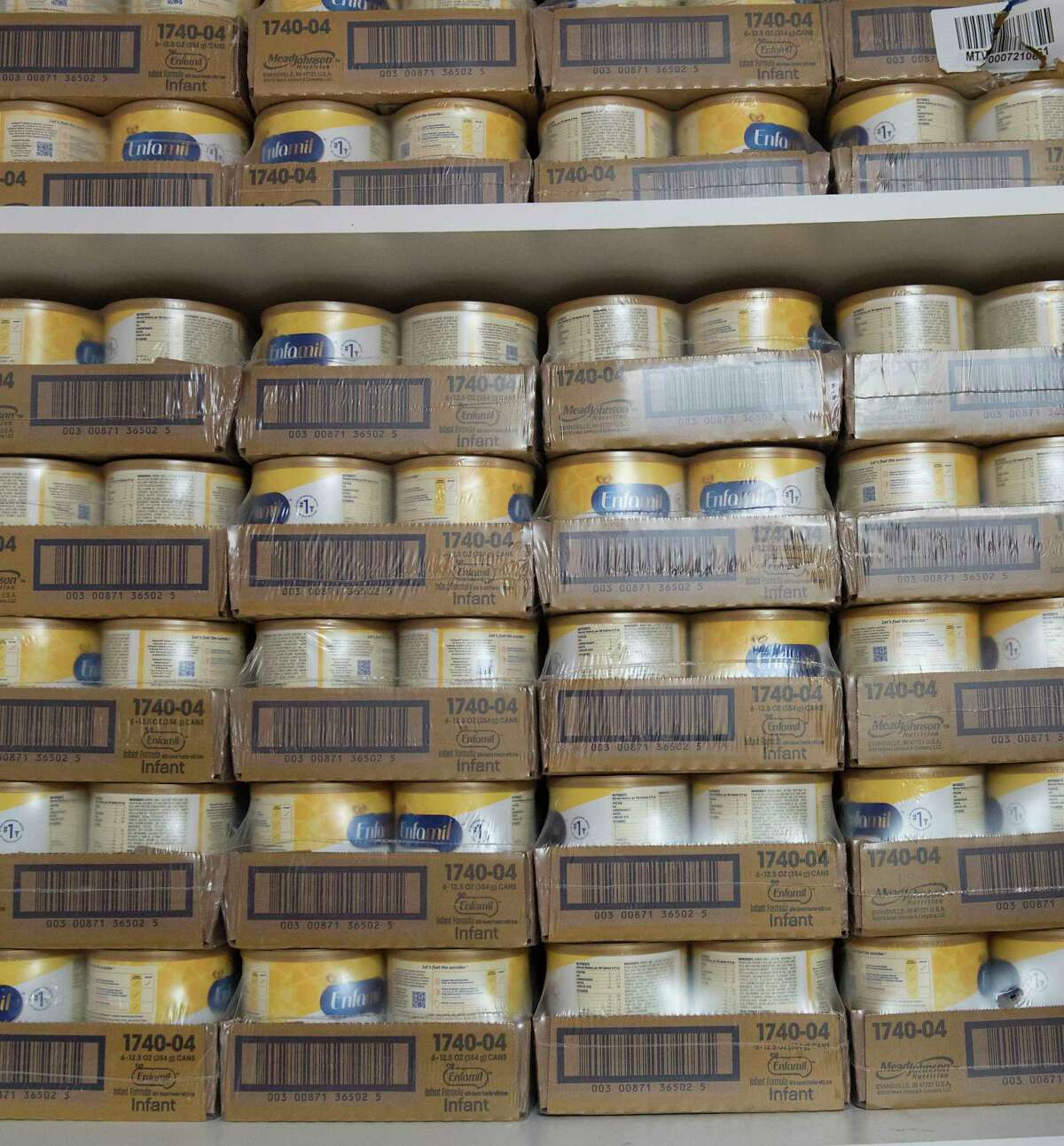 Cases of infant formula is seen on shelves at The Food Pantries for the Capital District on Tuesday, Aug. 2, 2022 in Albany, N.Y. The Food Pantries is organizing a task force to help low-income families acquire infant formula, which is still hard to find.