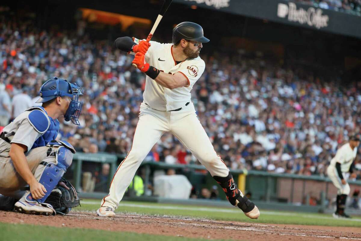 San Francisco Giants catcher Curt Casali (2) in the eighth inning against the Los Angeles Dodgers at Oracle Park on June 11, 2022, in San Francisco, Calif. Casali, a New Canaan resident, was traded to the Seattle Mariners on Tuesday in a deadline-day deal.