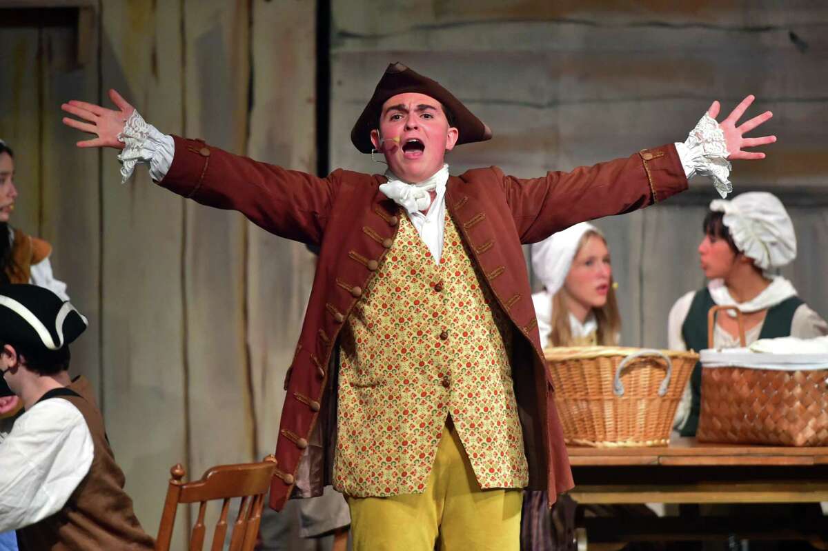 Laszio Balazs plays Jonas Fairweather during a dress rehearsal of the musical "Burning of Norwalk, 1779" at Crystal Theater in Norwalk, Conn., on Tuesday August 2, 2022.