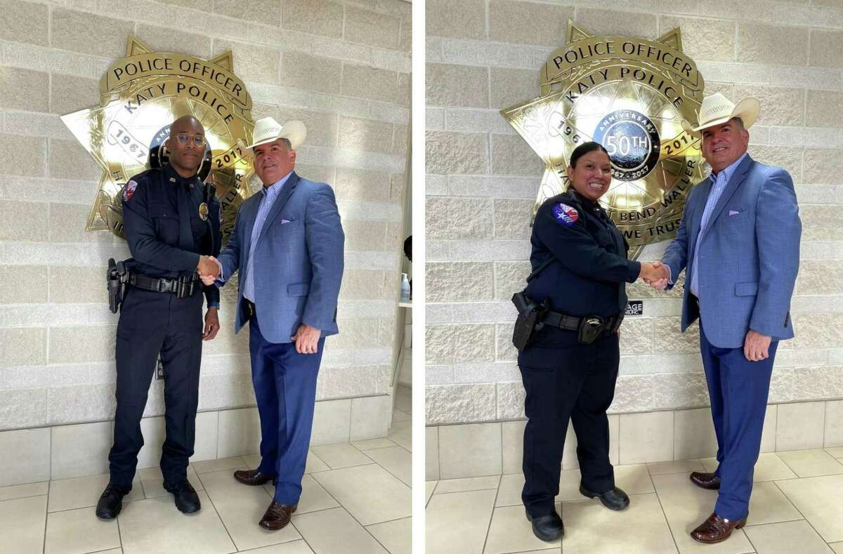 The city of Katy has two new police officers patrolling the area. Officers Aaron and Thicklin were recently sworn-in by Chief Noe Diaz in front of their families and co-workers at the Katy Police Department.