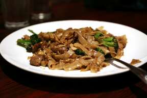 The pad see ew with beef at Thai Noodle II, located at 2426 Telegraph Ave, Berkeley.