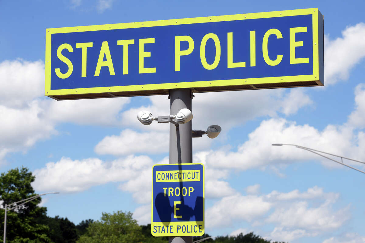 A sign outside of the Connecticut State Police Troop E – Montville building in Uncasville.