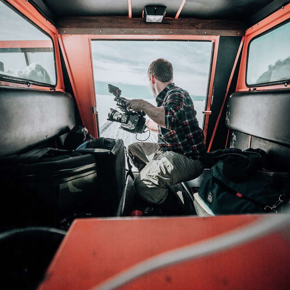 John Bartell enduring the elements while reporting on gold-mining ghost town Bodie State Historic Park in 2019.