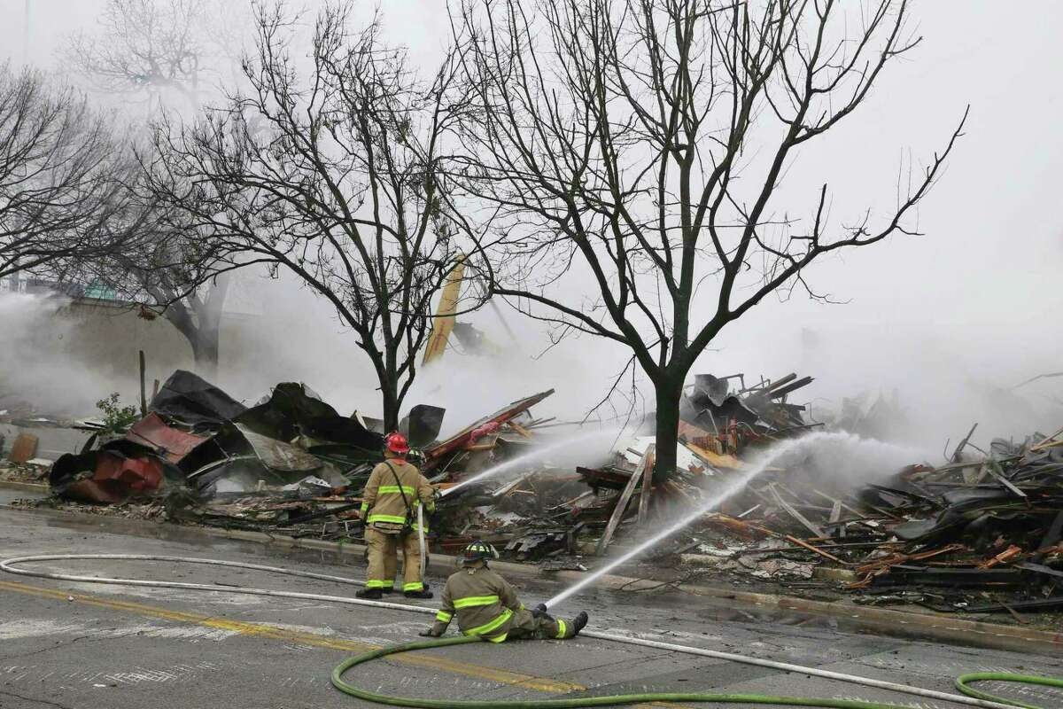 San Antonio firefighters battle a blaze at 503 Urban Loop on Feb. 24, 2022.