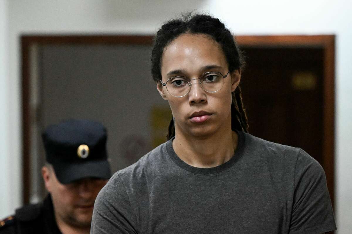 US' Women's National Basketball Association (NBA) basketball player Brittney Griner, who was detained at Moscow's Sheremetyevo airport and later charged with illegal possession of cannabis, arrives to a hearing at the Khimki Court, outside Moscow on August 4, 2022.