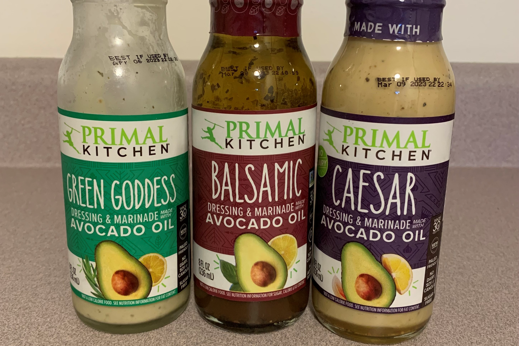 Primal Kitchen Ranch Dressing, Caesar Dressing, and Green Goddess Dressing  & Marinade, Made with Avocado Oil, 8 Fluid Ounces, Variety Pack of 3
